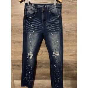 Maison Article Jeans Men size 32 X 32 Johnny Straight Leg Splattered Paint